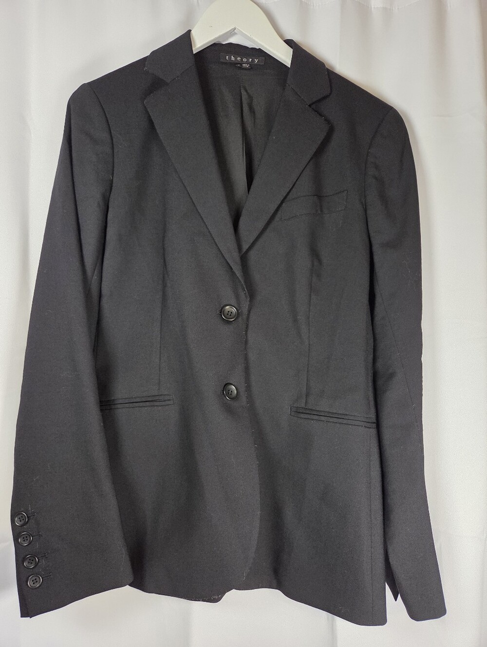 Theory Women’s Blazer Size 12 Black Wool Jacket READ